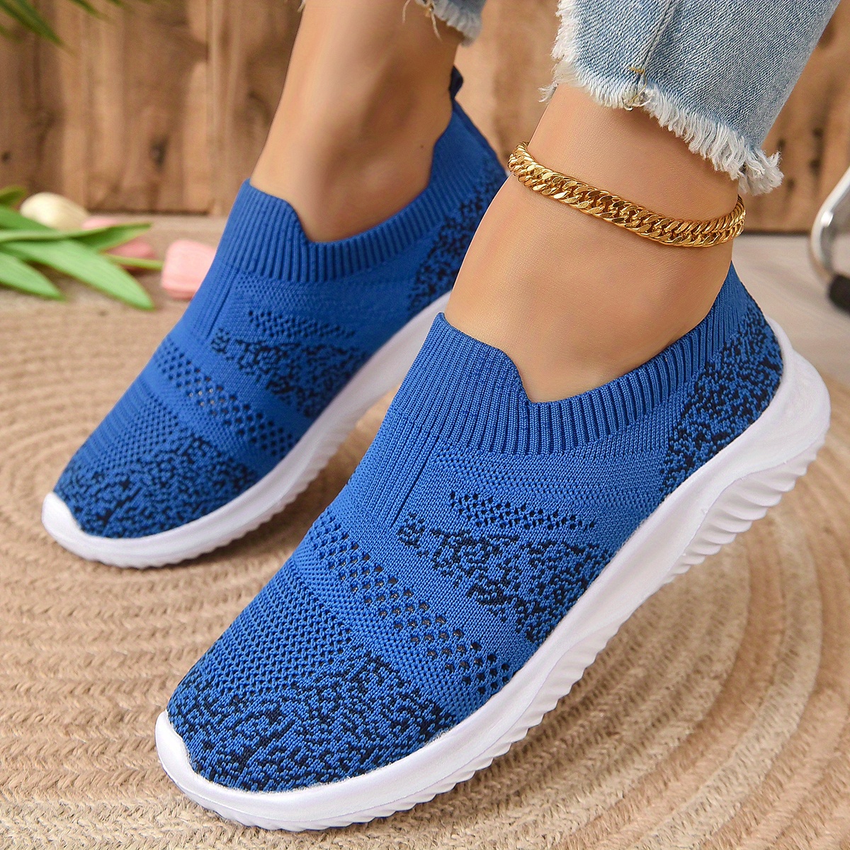 EEUK 2022 Spring Sneakers Women Casual Breathable Sport Shoes Fashion, Flat  Fly Woven Breathable Hook and Loop Fastener Mesh Shoes Casual Breathable