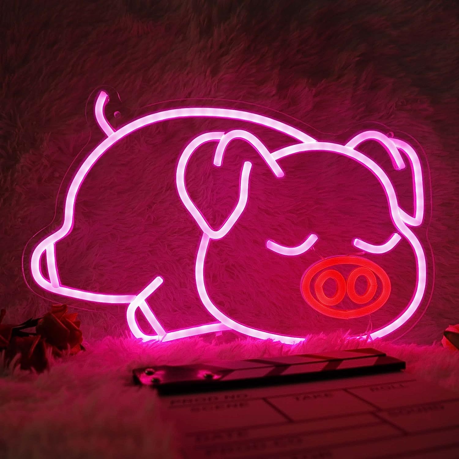 Maialino con occhiali - Neon led