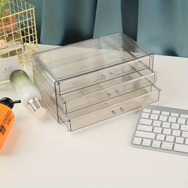 Pen Container Drawer Storage Box Transparent Desktop Pen Box - Temu
