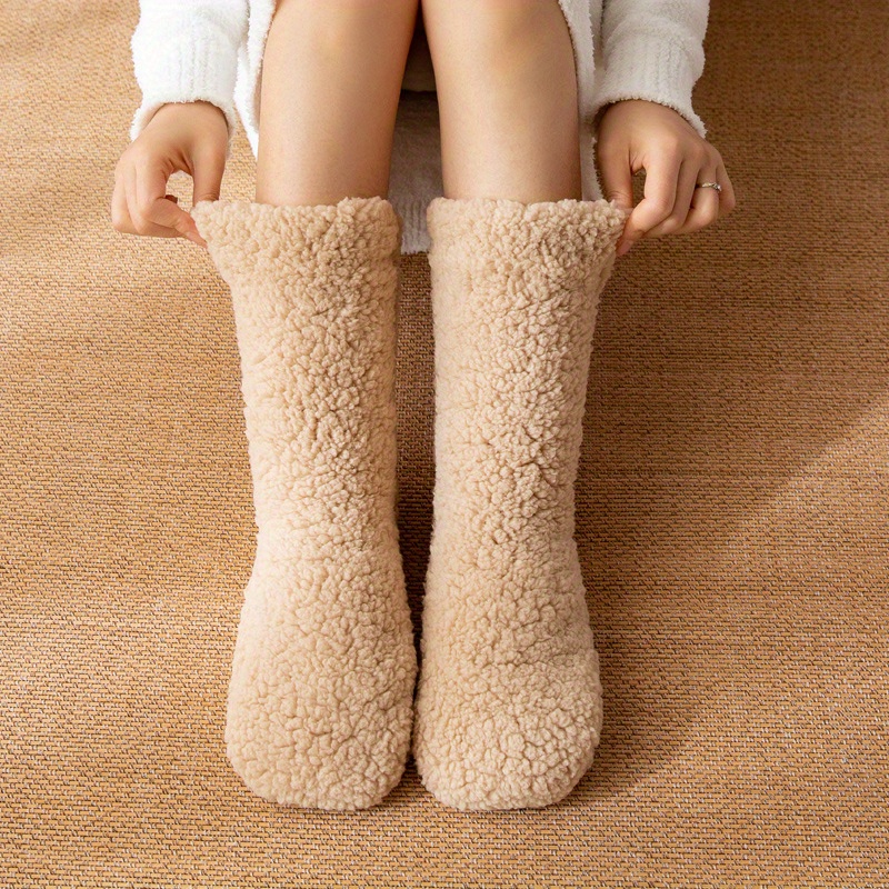 Fuzzy Socks Women Thicker Warm Soft Grips Fleece lined - Temu