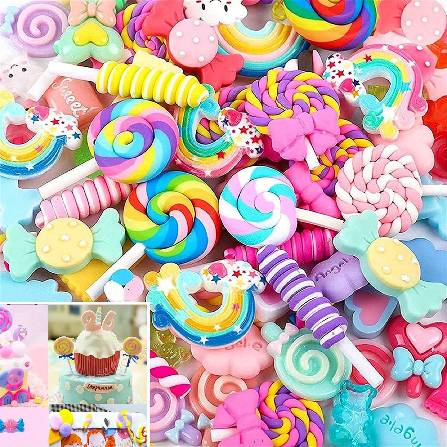 30Pieces Slime Charms Mixed Resin Chocolate Fruit Candy Donut