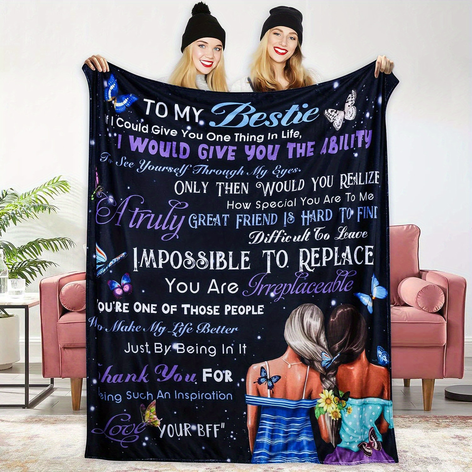 ZQYMM Regalo Amica, Regalo Donna, Coperta Amica, Coperta Personalizzata,  Regalo Compleanno Amica, Regali Migliore Amica Compleanno, Idee Regalo per