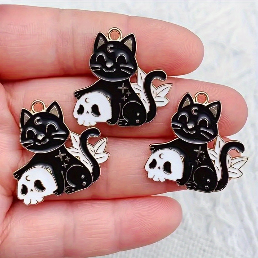 5 Stück Halloween Niedliche Cartoon schwarze Katze Totenkopf - Temu Austria