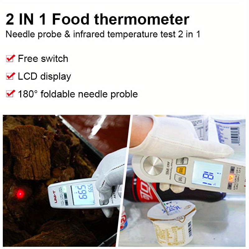 Thermomètre de cuisson à sonde et infrarouge