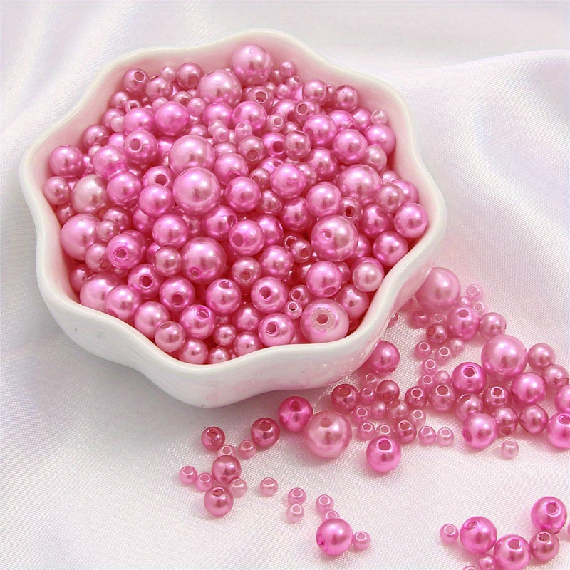 About Candy Colored Straight Hole Imitation Pearls Round - Temu