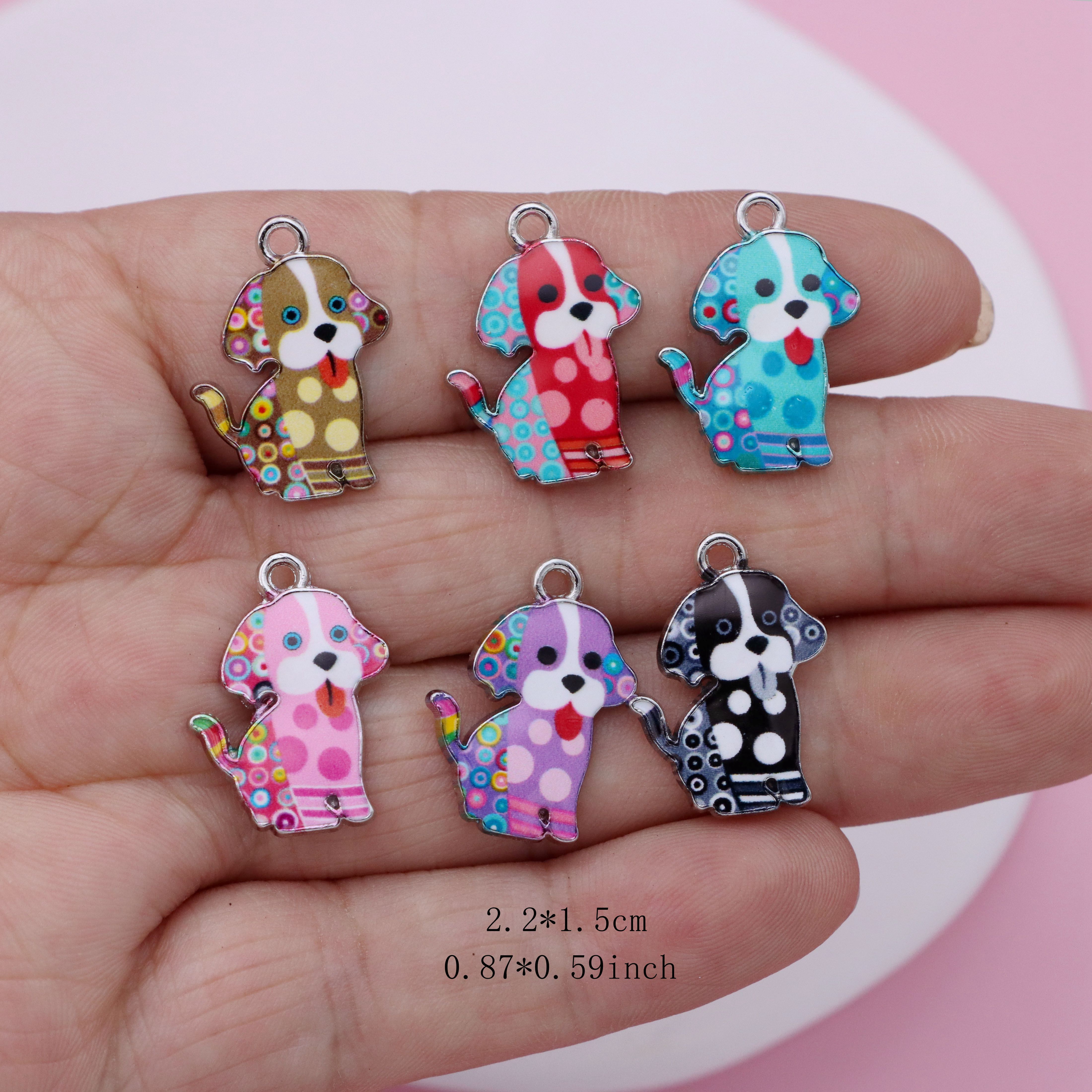 13 PCS Colorful Enamel Pet Dog Puppy Animal Charms Pendant Jewelry DIY  Making