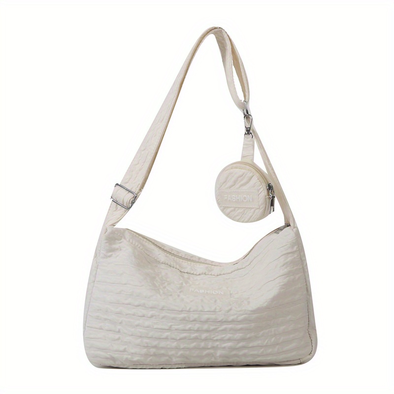 Cute Ladies White Side Bag Canvas Shoulder Bag for Women, White