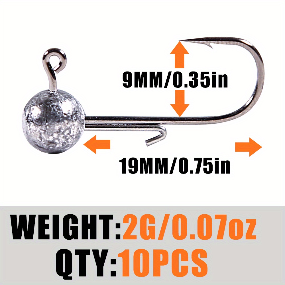 2g-14g Ned Head Jigs Hook Round Ball Jig Head Hook Weedless Long Shank Secondary Hooks For Soft Worm Fishing