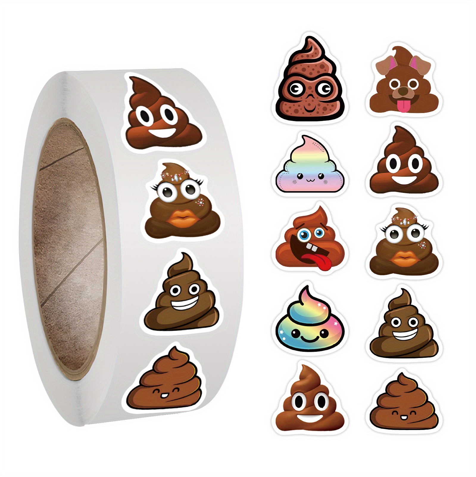 Funny Poop Stickers Roll Cute Cartoon Spoof Poop Stickers - Temu