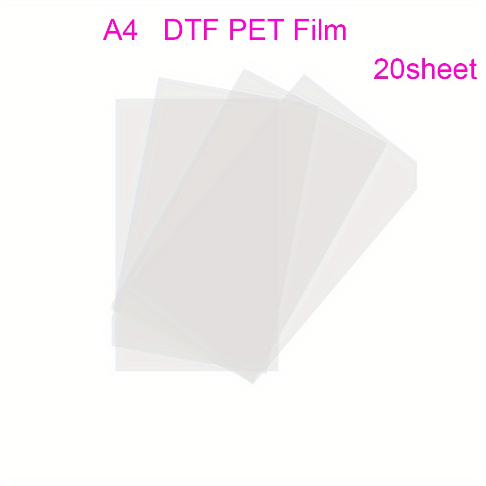 DTF Transfer Film - A4 (8.3 x 11.7) 40 Sheets Double-Side Matte Clear Pretreat Sheets-PET DTF Film for Sublimation,Direct to Film DIY Print on All