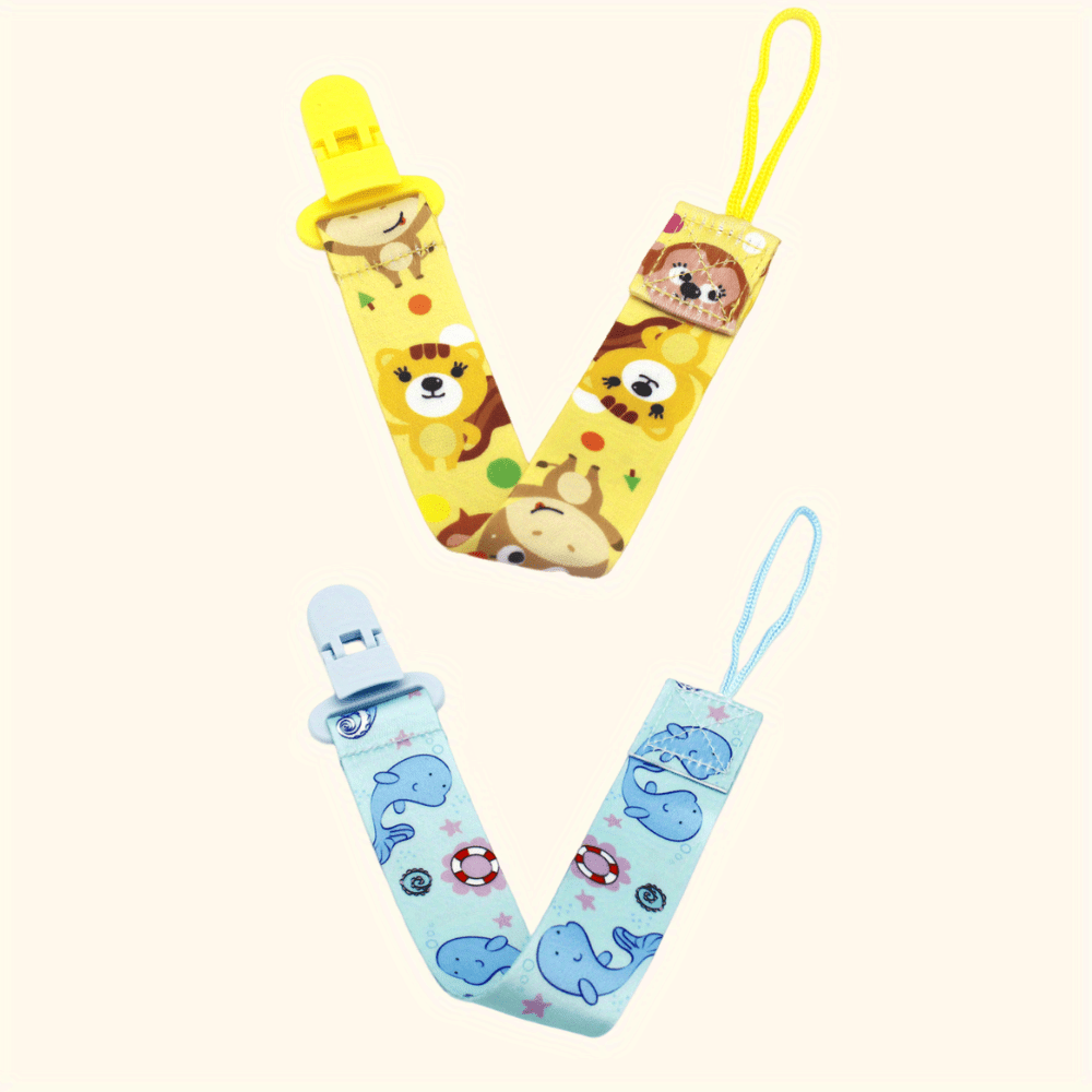 TEMU 2pcs Lindas Cadenas De Chupete Con , Clips De Chupete Amarillo Azul, Sujetadores De Chupete