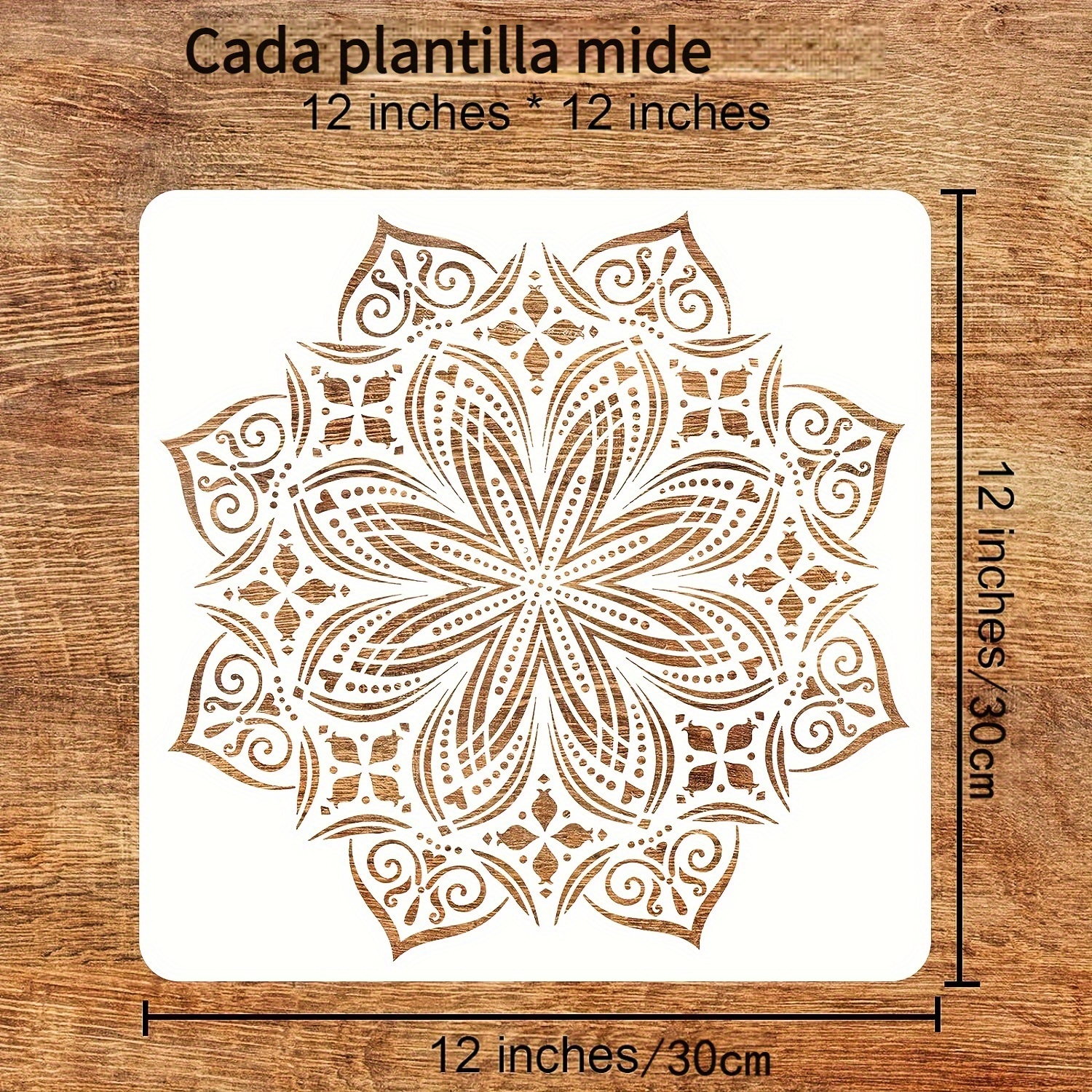  Plantillas de mandala para pintar en madera, pared, suelo,  muebles, azulejos, tela con 2 pinceles de pintura, plantillas de pintura de  roca, plantillas de Rangoli para decoración del hogar (6 