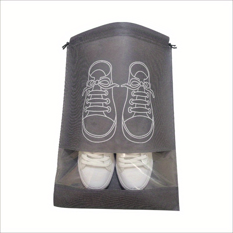 TEMU 10pcs Non-woven Travel Shoe Storage Bags - Lightweight, Waterproof, & Transparent - Organizing Shoes