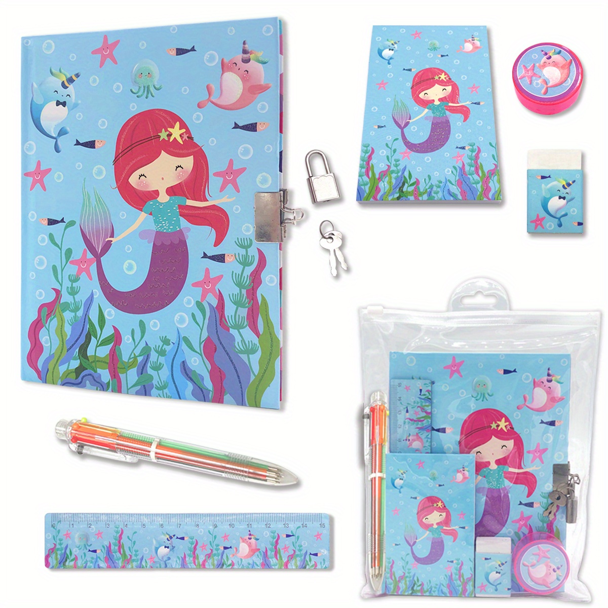 Diary with Lock Gift Set for Girls ages 8-12, Marble PU Leather 300 Pages  Kids Journals for Writing, Drawing Notebook with Lock Includes Combination