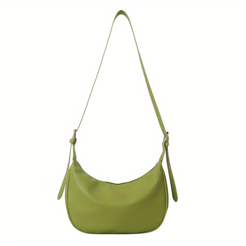 Fashionable Baguette Bag Green Small Flap PU