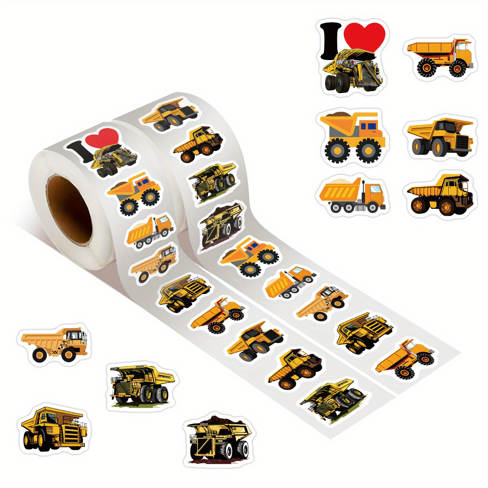 Pegatinas de recompensa con diseño de coche para niños, etiquetas de  sellado redondas de dibujos animados para autobús, tanque, tren y camión,  50-500 unidades