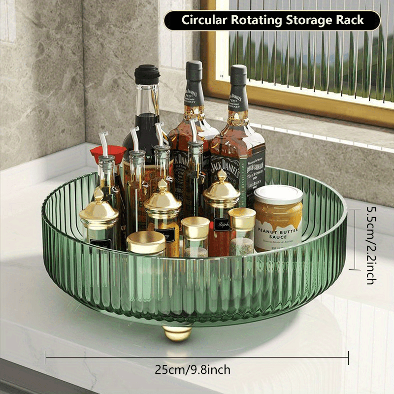 1pc,Spice Rack Organizer, Rotating Seasoning Rack Holder, Desktop Storage  Box, Cosmetics Storage Tray, Kitchen Utensils, Apartment Essentials, College