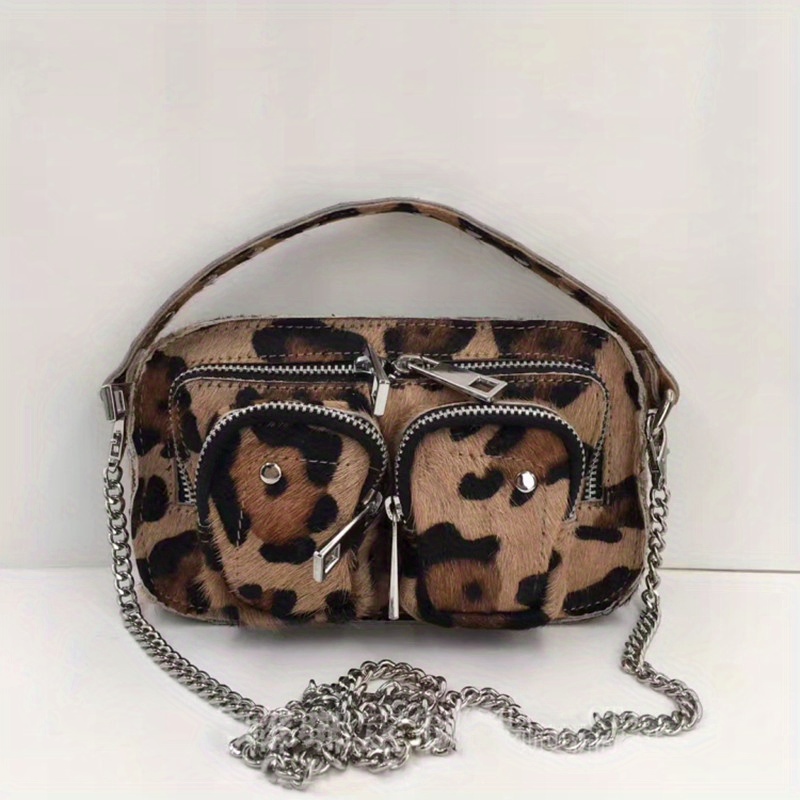 Mini Vintage Leopard Crossbody Bag Retro Y2k Shoulder Bag Women's