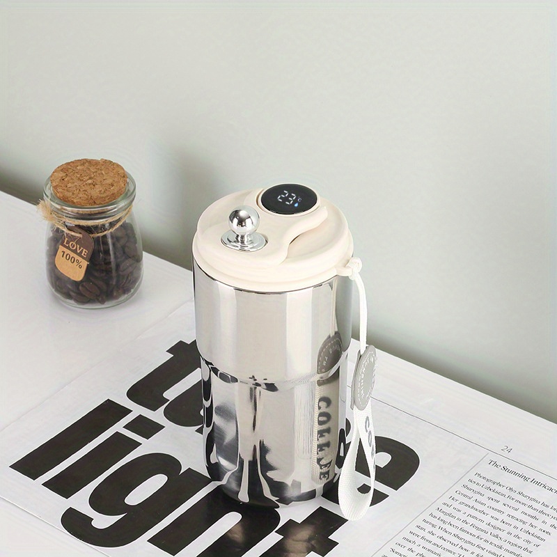 Insulated Stainless Steel Vacuum Cup with Temp Display for Hot & Cold Drinks
