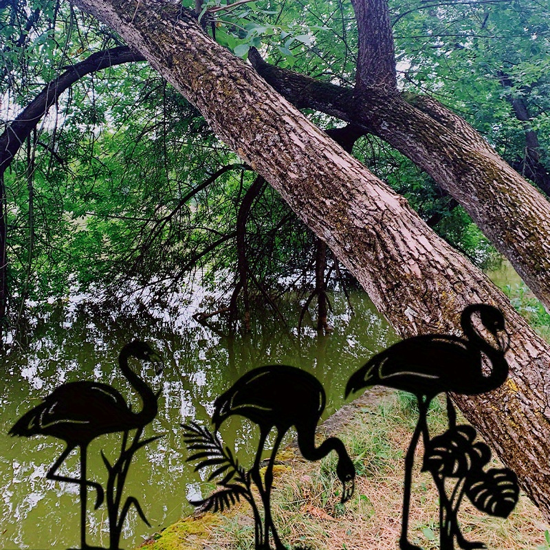 Funny Flamingo Metal Garden Stake Metal Silhouette Yard Sign - Temu