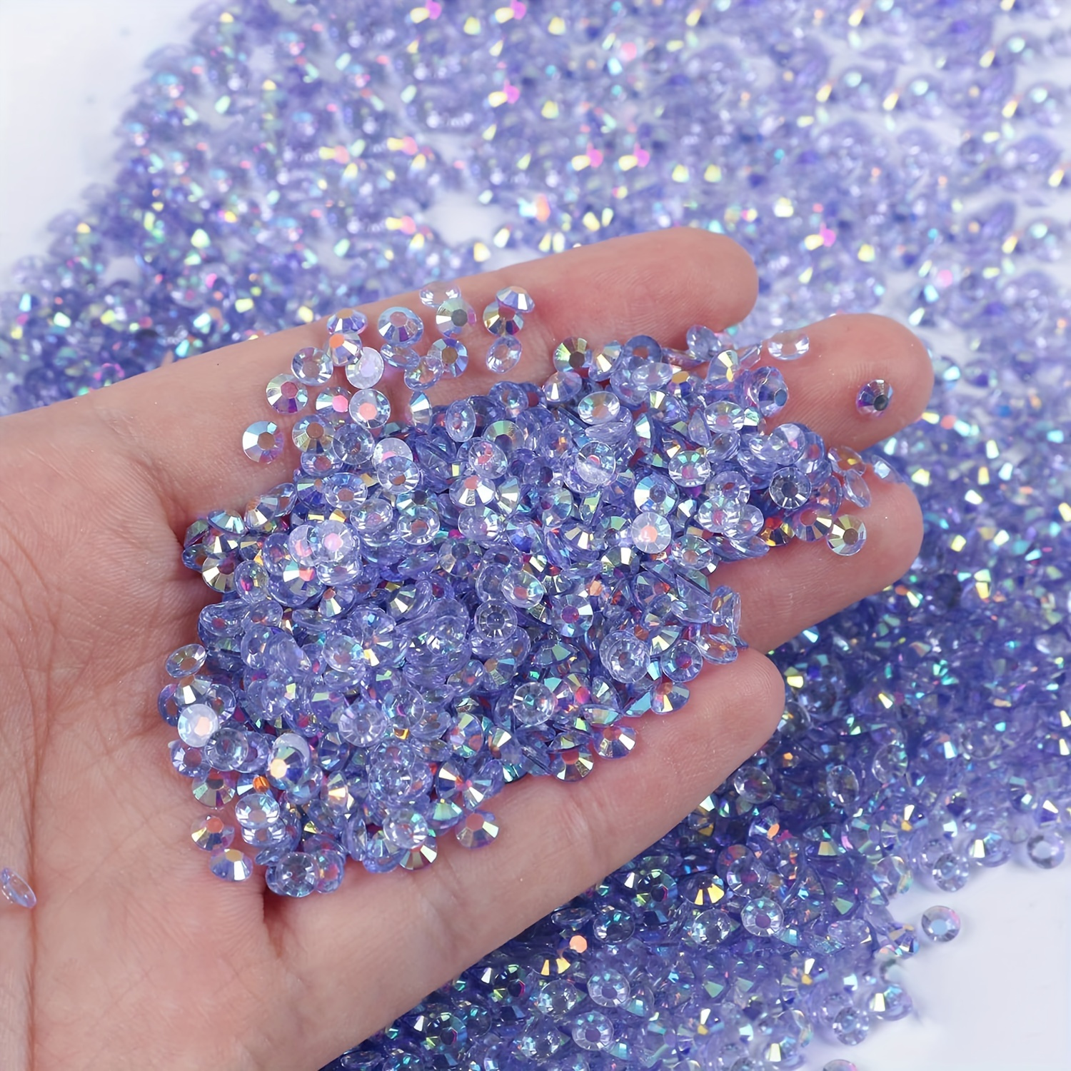 8000Pcs Ultra Mini 1.2mm Nail Rhinestones Sand Nail Diamonds Micro Pixie  Crystals for Nails Iridescent AB Bling, Tiny Nail Gems Sugar Glitter Beads