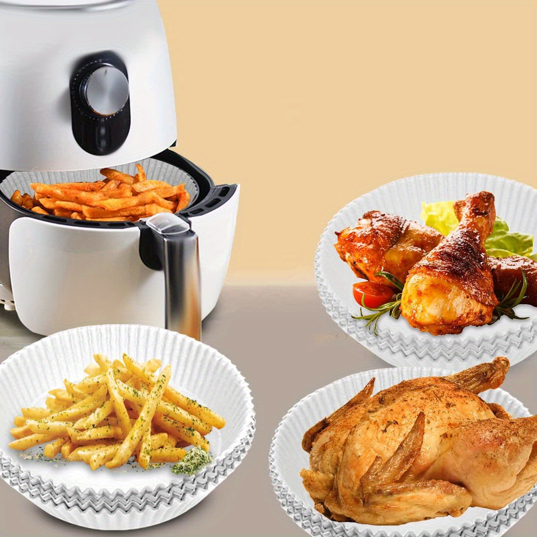 Air Fryer Disposable Paper Liners - Food Grade Non-stick Parchment Paper,  7.9In Upgrade Oil-proof for Air Frying, Baking, Roasting Microwave