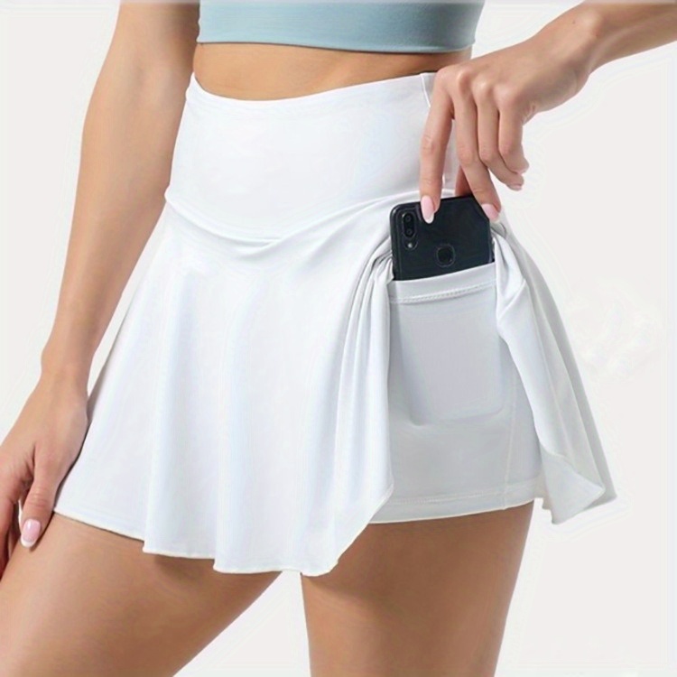 Solid Color Sports Skorts Pockets Tennis Yoga Golf Workout - Temu