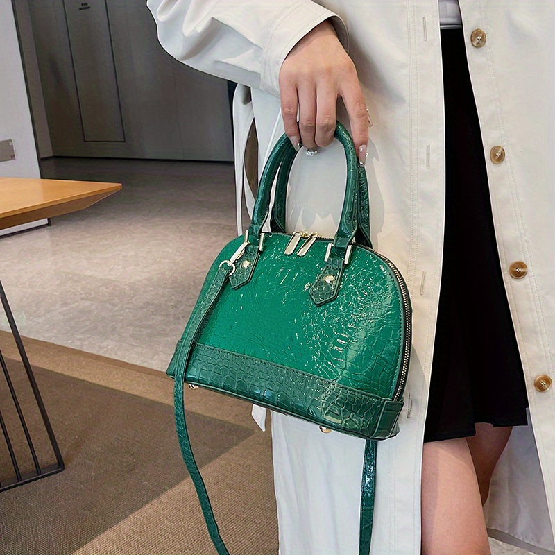 Crocodile Pattern Shell Bag For Women, Luxury Crossbody Bag