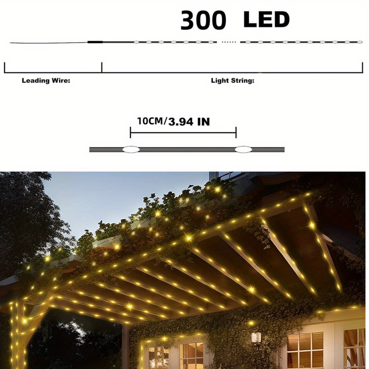 108 M LED-Weihnachtslichter Mit 900 LEDs, 8 Modi, Timer, Wasserdicht IP44 – Warmweiß, Für Innen & Außen