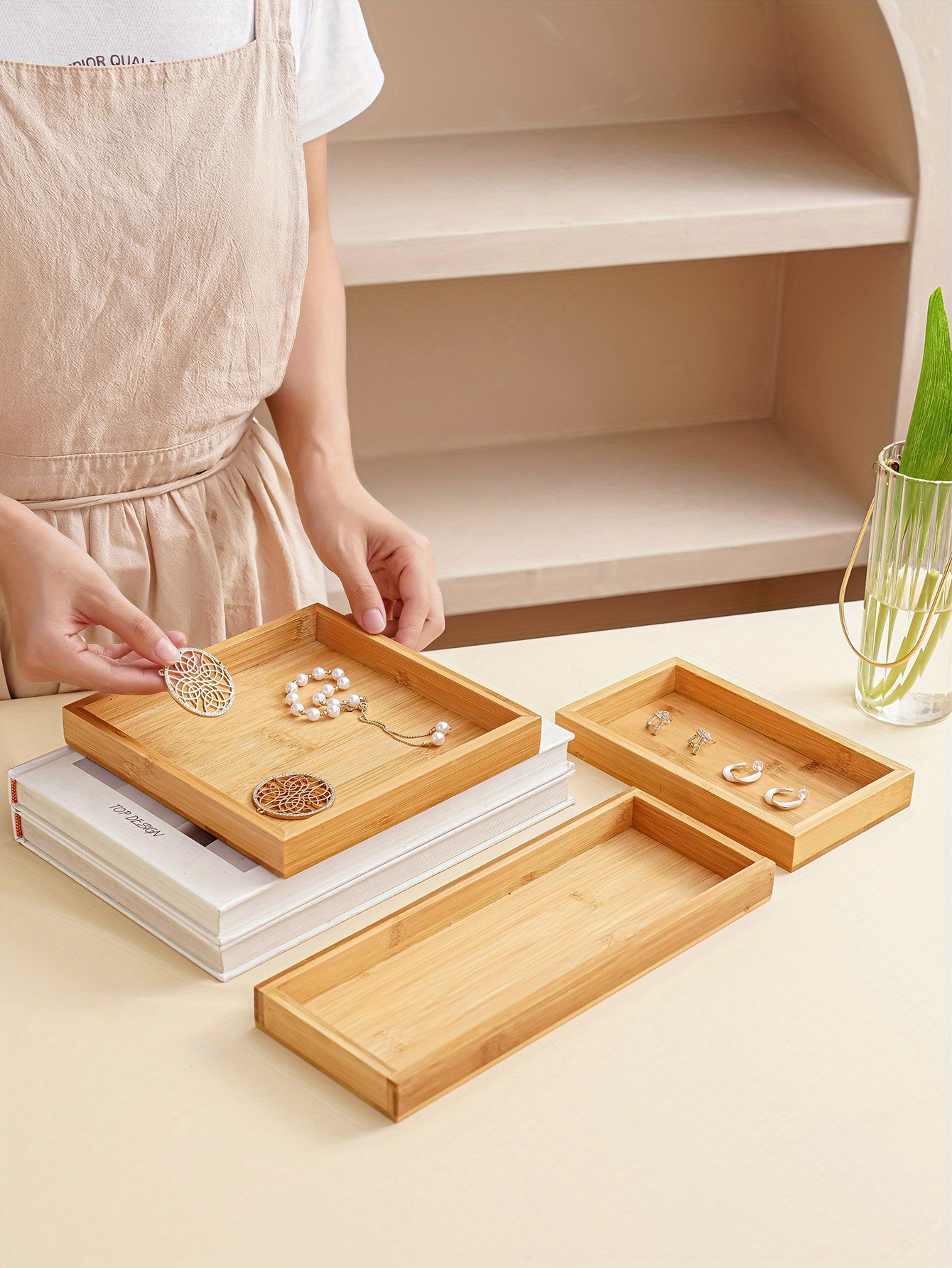 1шт. поднос из бамбукового дерева для украшений, поднос для хранения украшений 7 874 дюйма 20 811 дюйма 30 см 7 677 дюйма 19,5 см детали 5