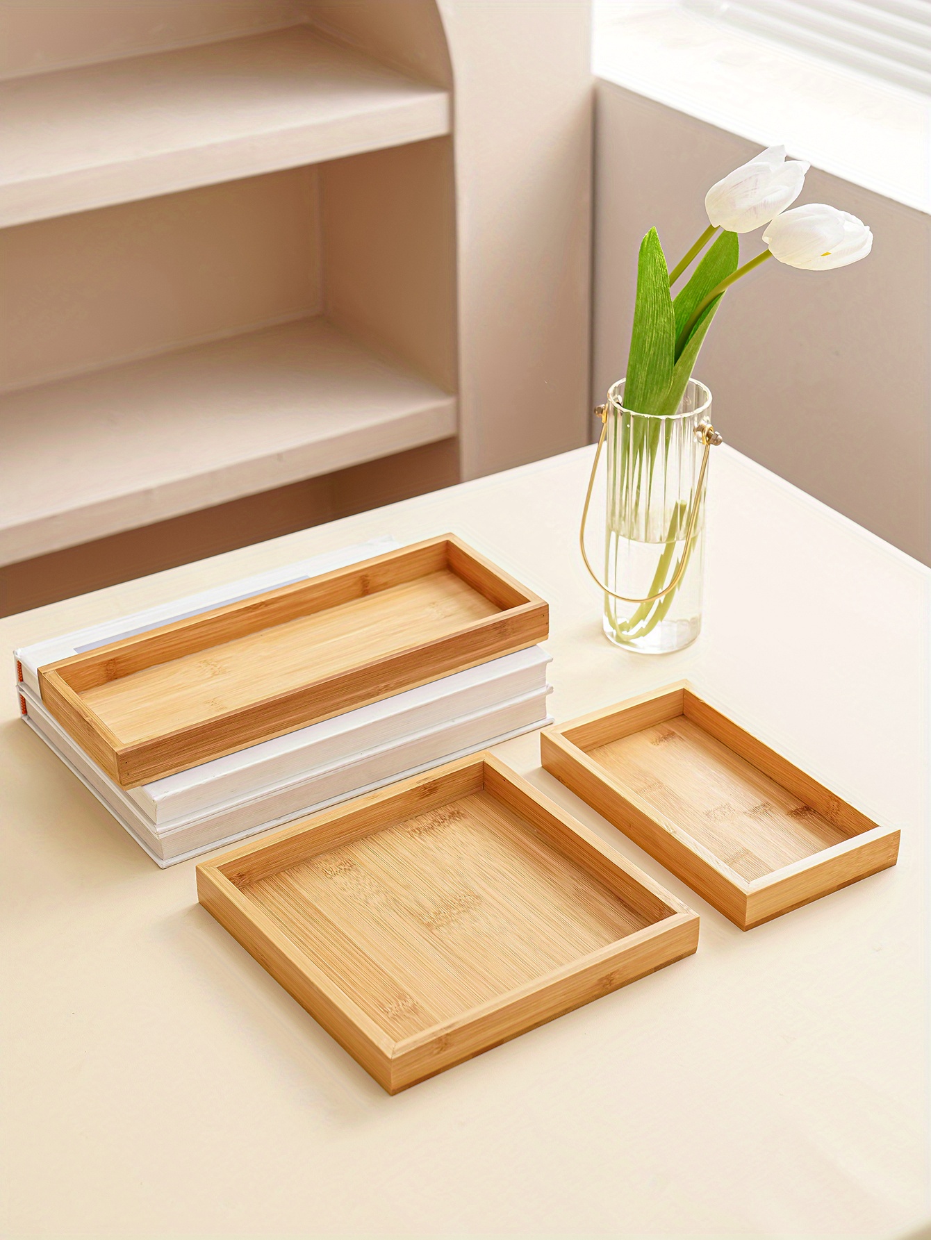 1шт. поднос из бамбукового дерева для украшений, поднос для хранения украшений 7 874 дюйма 20 811 дюйма 30 см 7 677 дюйма 19,5 см детали 3