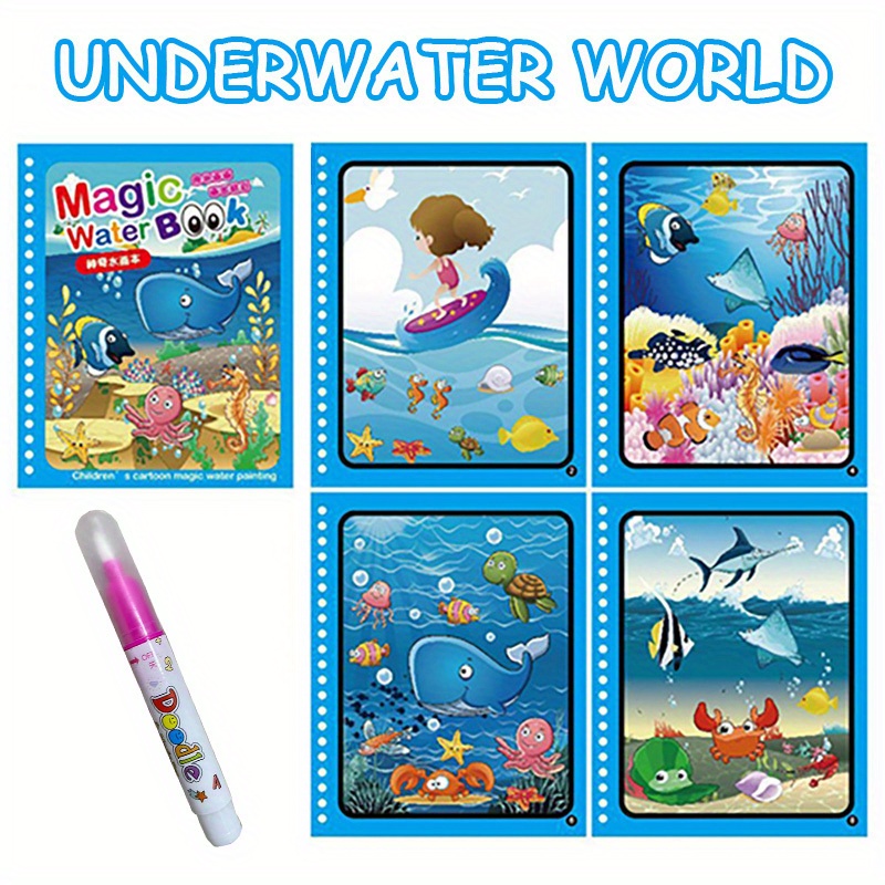 Montessori Toys Reusable Coloring Book Magic Water Drawing - Temu