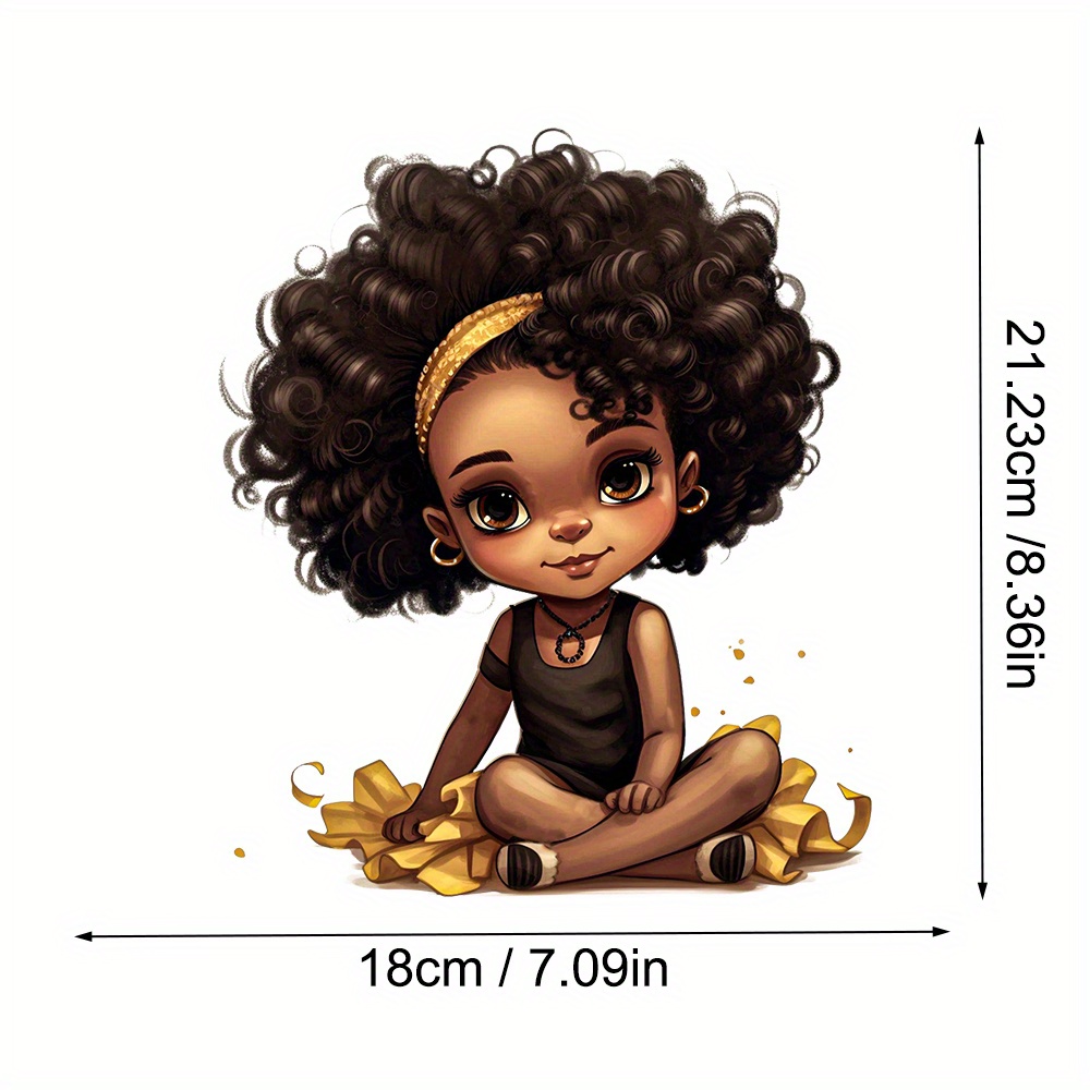 Trend Pattern Cute Cartoon African Girl With Curly Hair - Temu