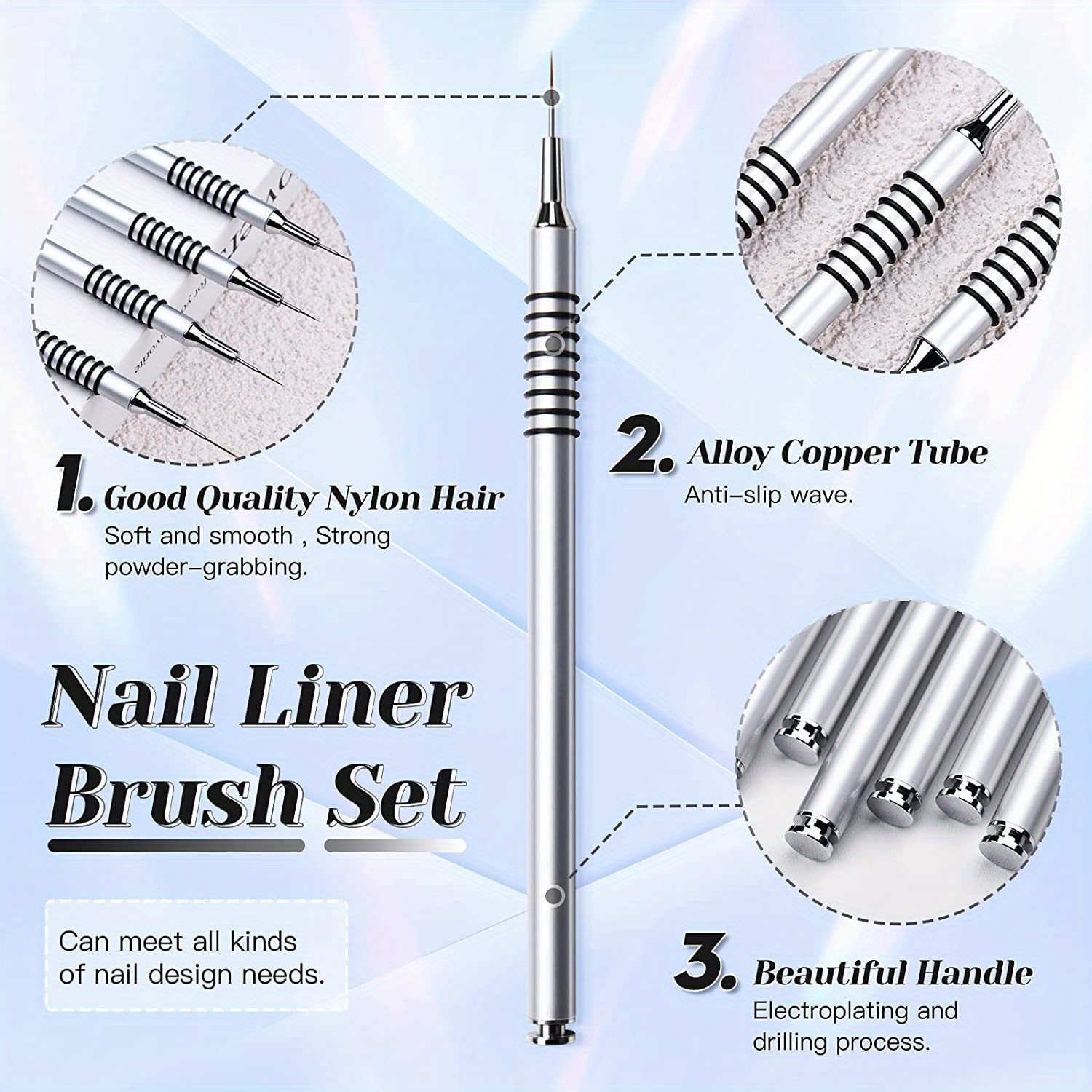 Nail Art Liner Brushes Set Design Brush Striping Thin - Temu