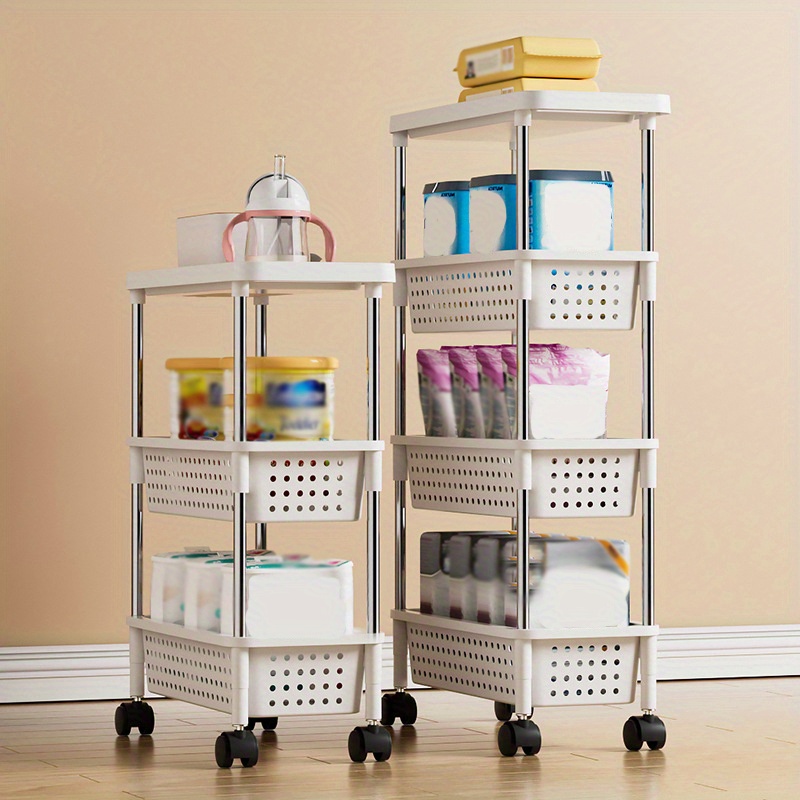 Multi layer Bathroom Shelf With Wheels Utility Rolling Cart - Temu