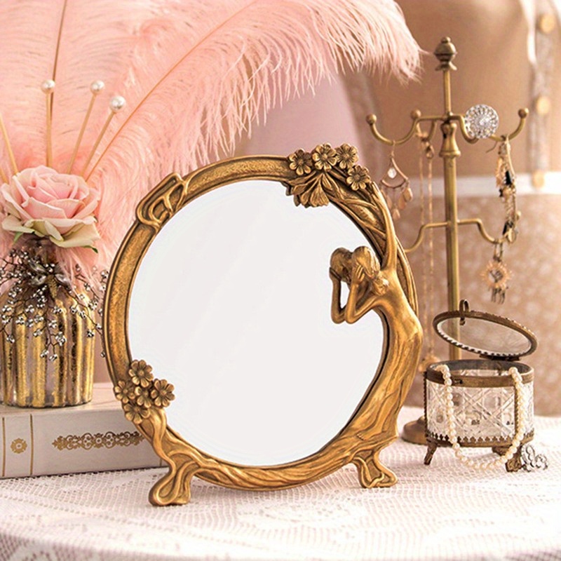 Vintage gold makeup deals mirror