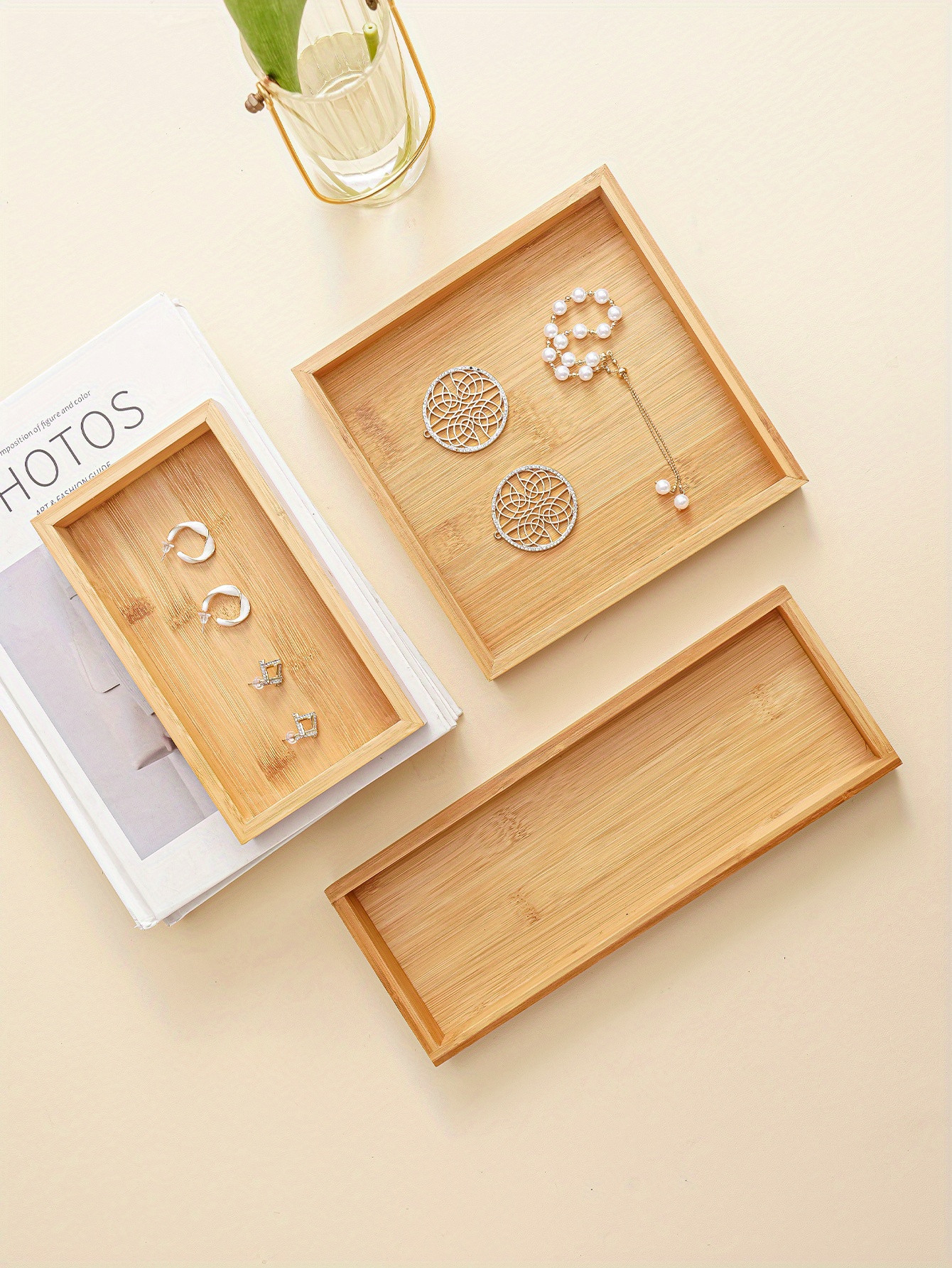 1 шт. поднос из бамбукового дерева для украшений, поднос для хранения украшений 7 874 дюйма 20 811 дюйма 30 см 7 677 дюйма 19,5 см детали 2
