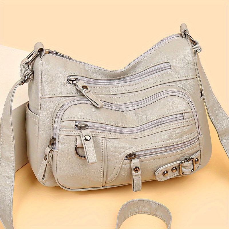 Capreze Ladies Shoulder Bags Zipper Purse Multi Pockets Detachable