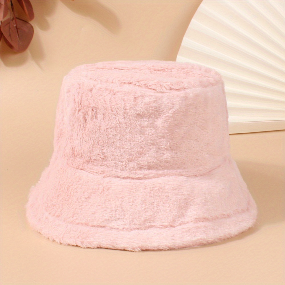 Candy Color Fuzzy Bucket Hat Women Winter Warm Soft Plush - Temu Canada
