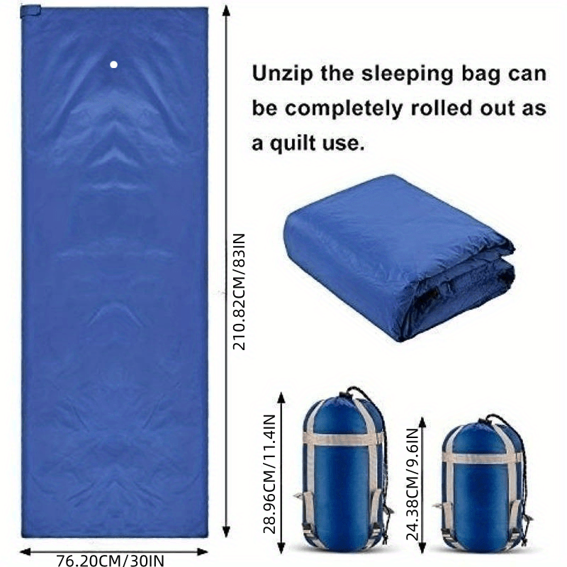 Folded rolled up camping sleeping bag with waterproof lining and