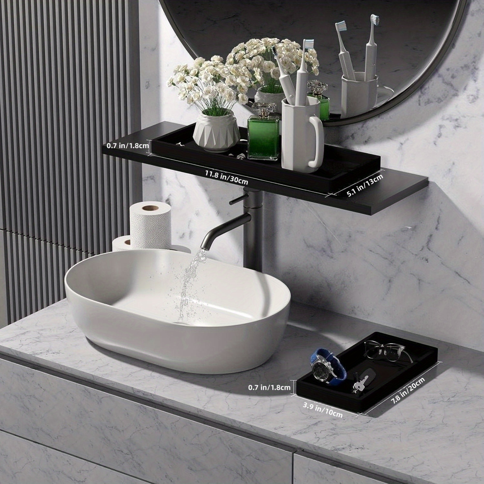 Bathroom Vanity Tray Silicone Bathroom Tray for Counter Perfume Key Trinket  Ring Tray Decor Soap Dispenser Countertop Tray - AliExpress