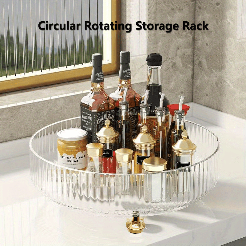 1pc,Spice Rack Organizer, Rotating Seasoning Rack Holder, Desktop Storage  Box, Cosmetics Storage Tray, Kitchen Utensils, Apartment Essentials, College