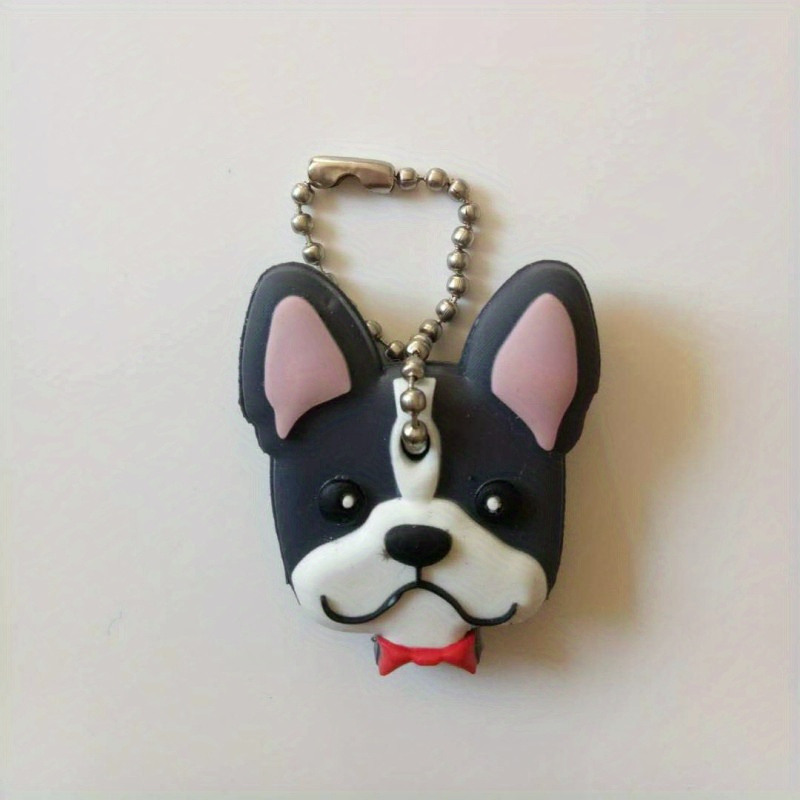 1pc Adorable French Bulldog Keychain With Durable Pu Leather Strap