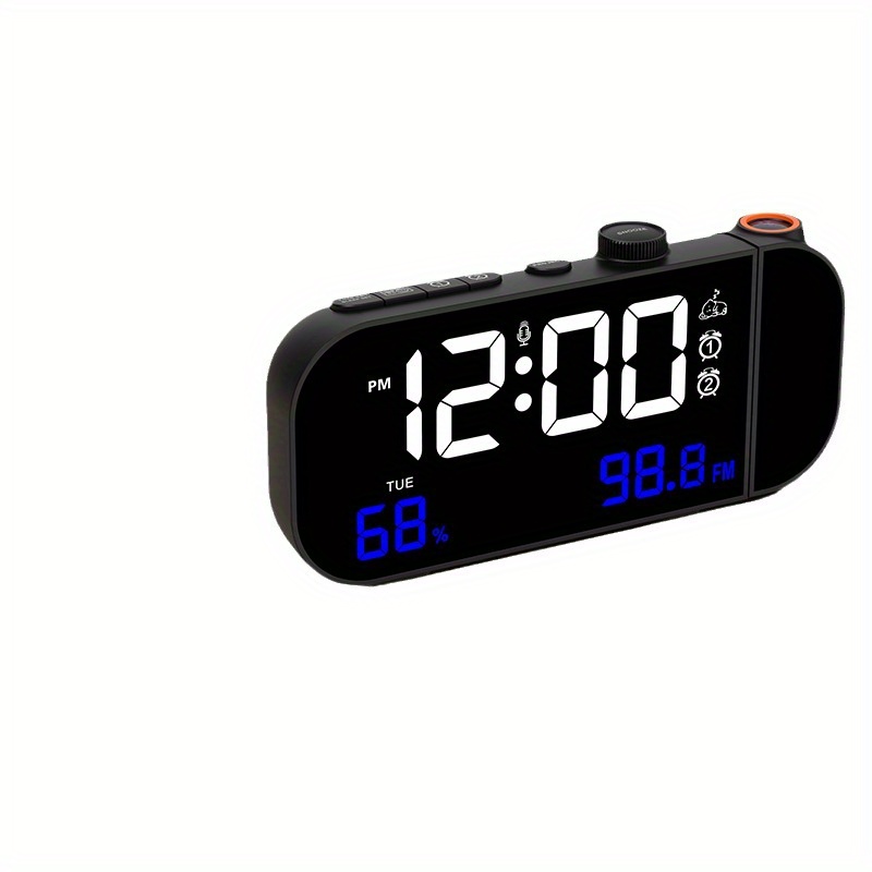 iTOMA Radio reloj Bluetooth, pantalla LED blanca de 1.4 pulgadas, radio FM,  alarma doble, puerto de carga USB para teléfono celular, luz nocturna