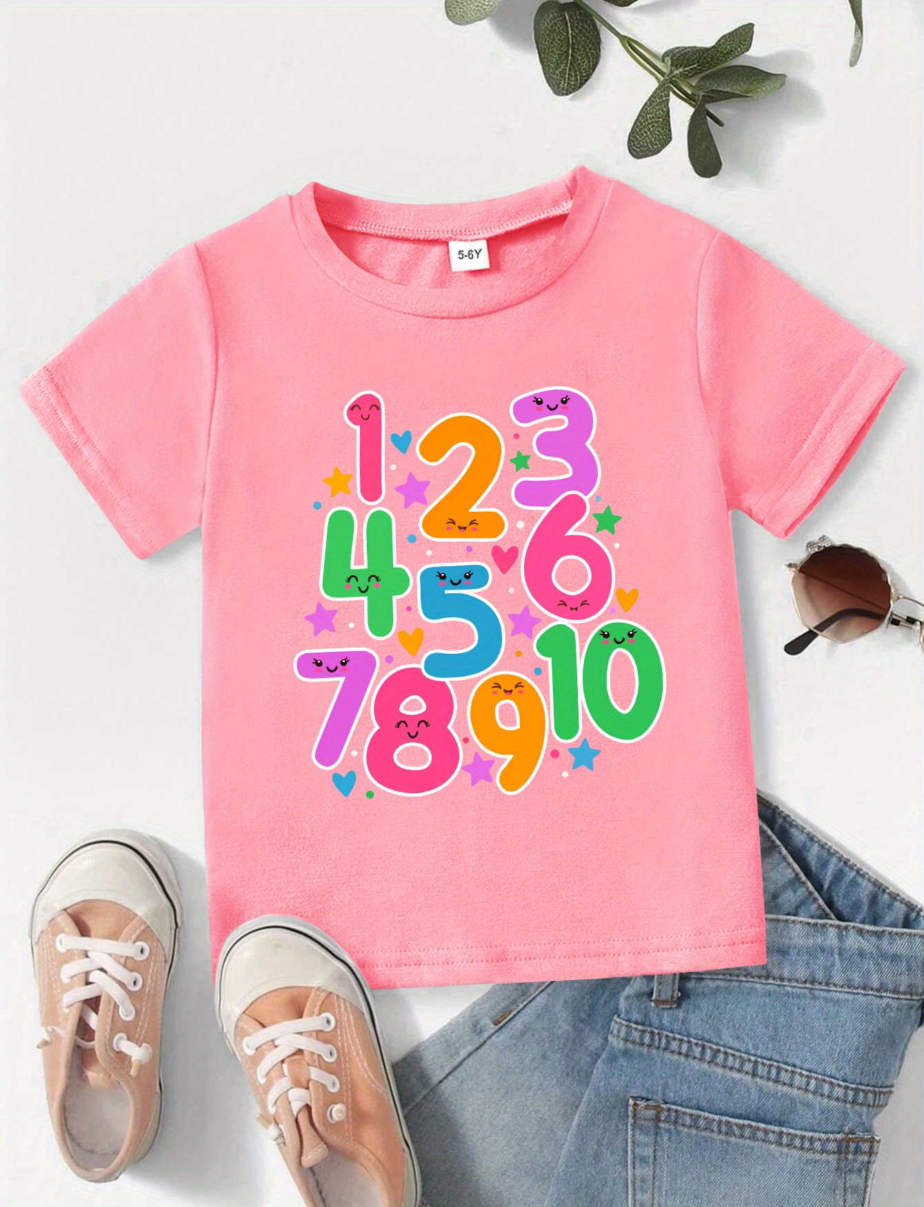 Lovely Numbers Print Girls Casual Meaningful T shirt - Temu United Kingdom