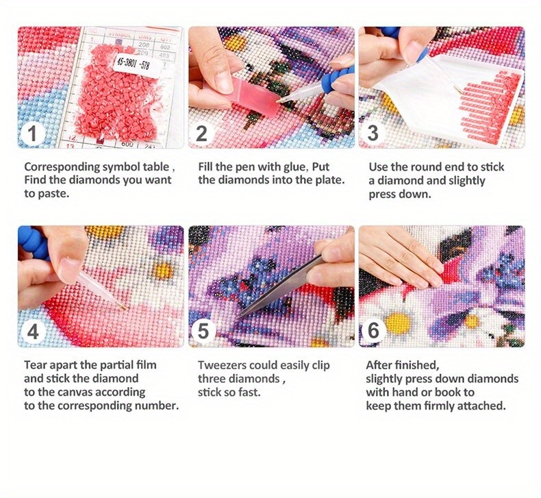 5pcs/set home - peinture en diamant ronde - 95x45cm