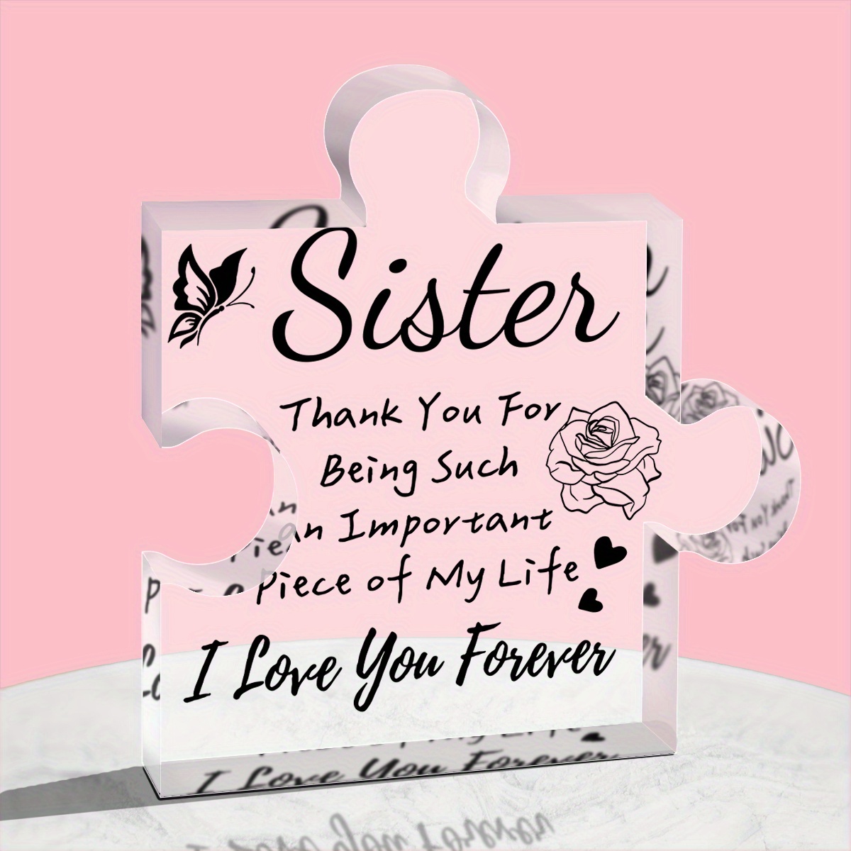 1pc Gifts For Sister - Engraved Acrylic Block Puzzle Plaque