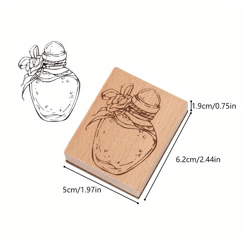 Vintage Wood Stamp Drift Bottle Container Standard DIY Art Wooden Rubber  Stamps Card Making Journal Planner Scrapbooking Crafts