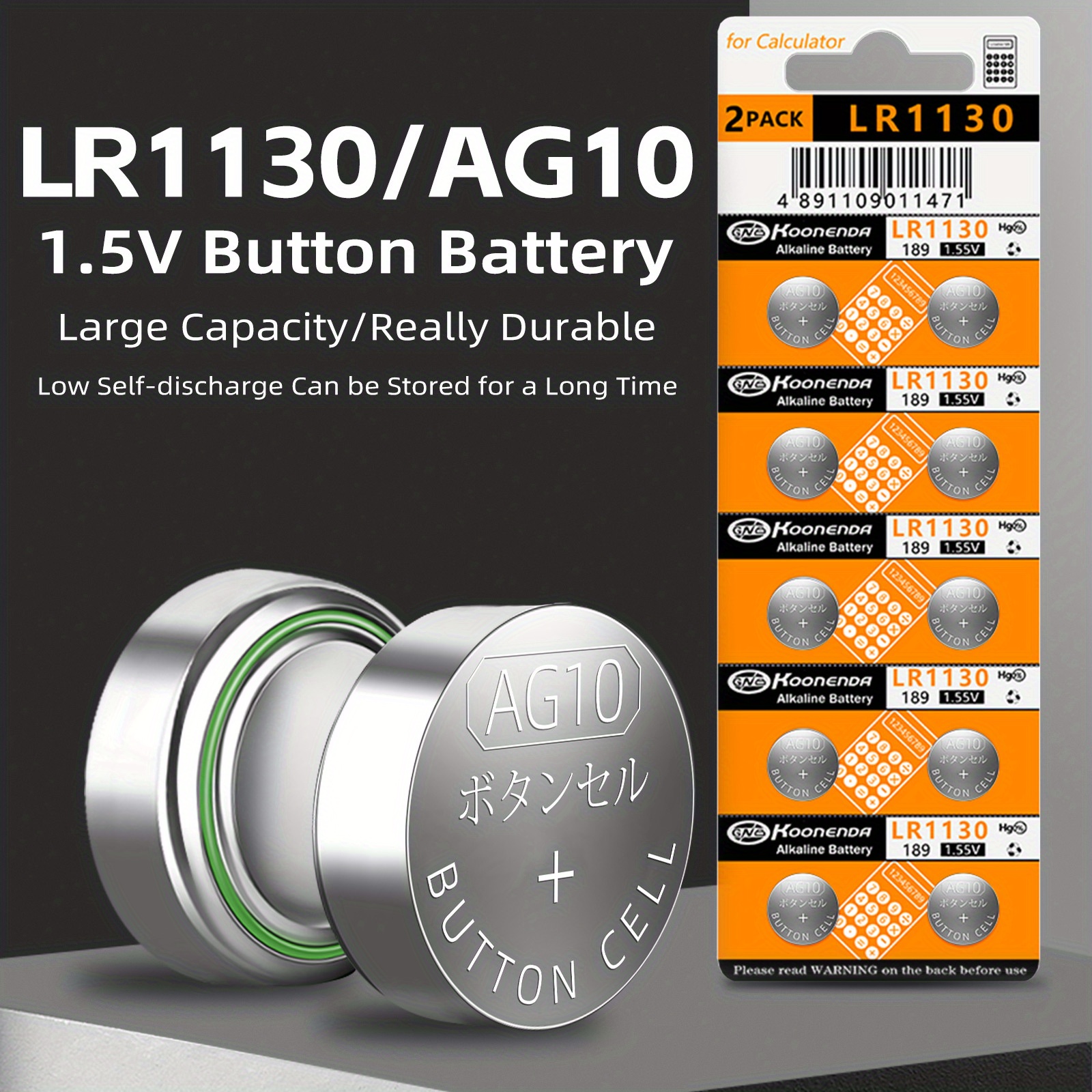 AG10 LR1130 1.55 Volt Alkaline Button Cell Battery