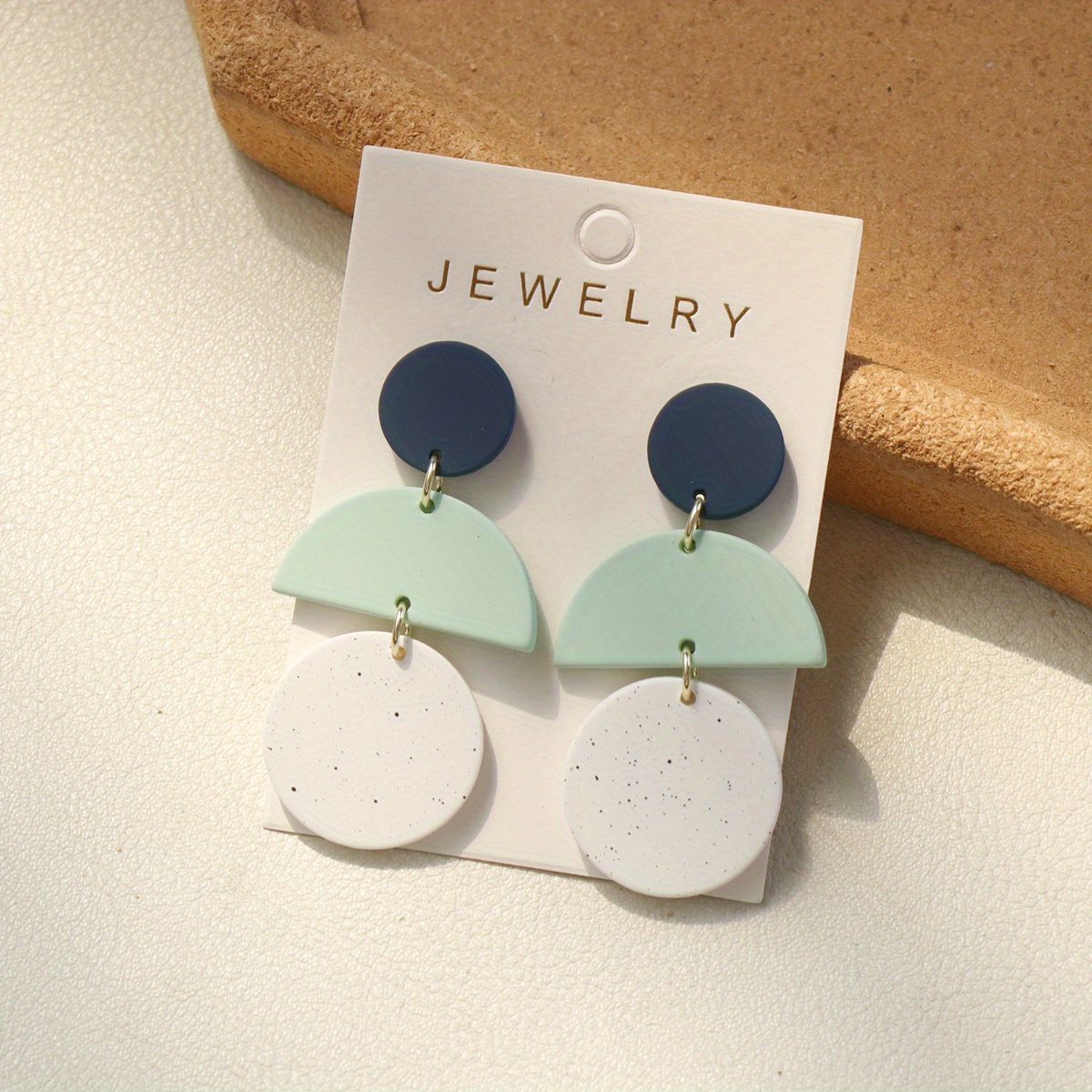 1 Pair Turquoise Green Combination Clay-like Acrylic Pendant Earrings Women